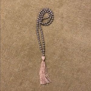 Long beaded tassel necklace